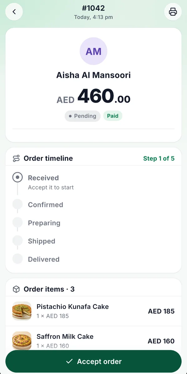 Accept, pack and ship