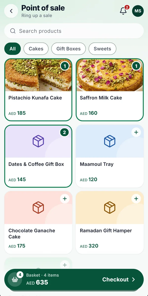 Point of sale, built in